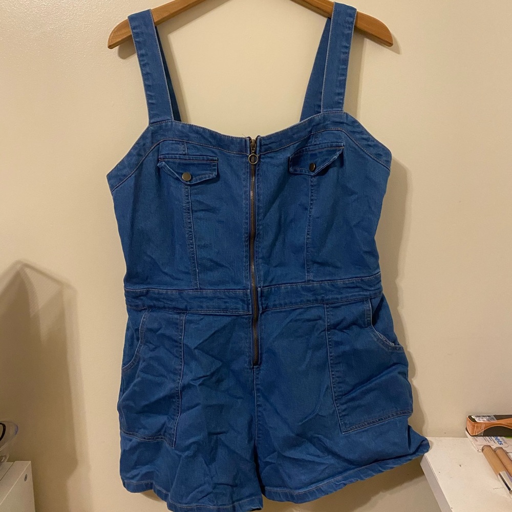 Dark blue jean romper